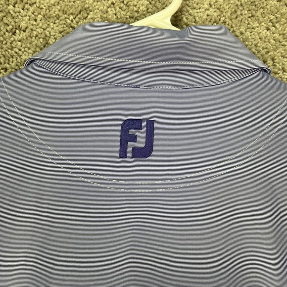 Footjoy FJ Mens Golf Polo‎ Shirt Short Sleeve Striped Purple Periwinkle M - Picture 6 of 8